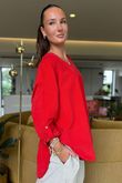Made in Italy Cooper Needlecord Scoop Dip Back Top Salsa
